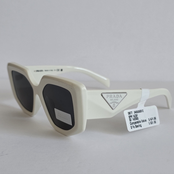 Prada Accessories - Prada PR 14ZSWhite Geometric Sunglasses